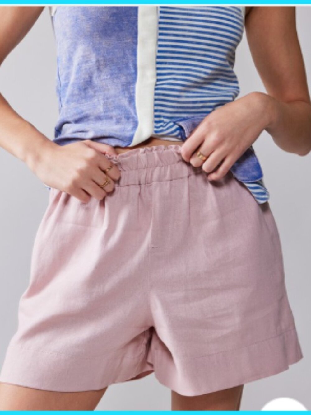 Love Tree linen blend Women’s Elastic Waist Casual Shorts - Dusty Pink